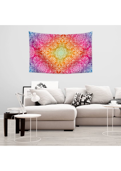 Renkli Mandala Duvar Örtüsü Halısı 150 x 100 cm