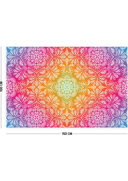 Renkli Mandala Duvar Örtüsü Halısı 150 x 100 cm fiyatları