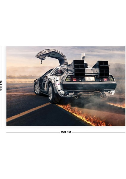 Geleceğe Dönüş Delorean Duvar Örtüsü Halısı 150 x 100 cm