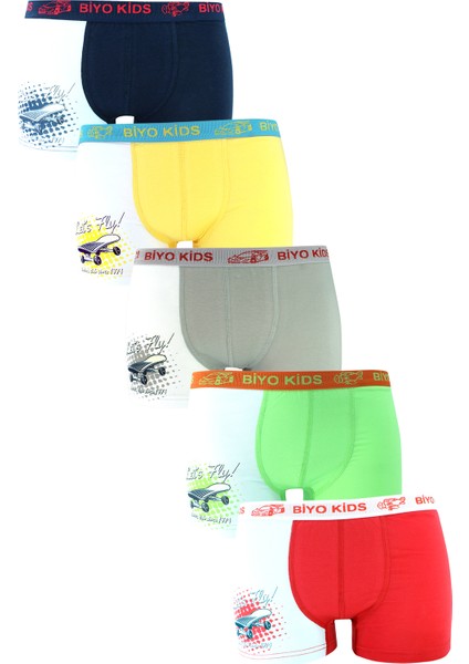 Erkek Çocuk Boxer 5'li Paket Karışık Renk Baskılı Boxer