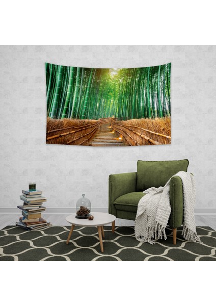 Manzara Bambu Duvar Örtüsü Halısı 70 x 100 cm