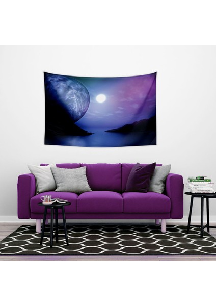 Sürreal Dolunay Duvar Örtüsü Halısı 70 x 100 cm