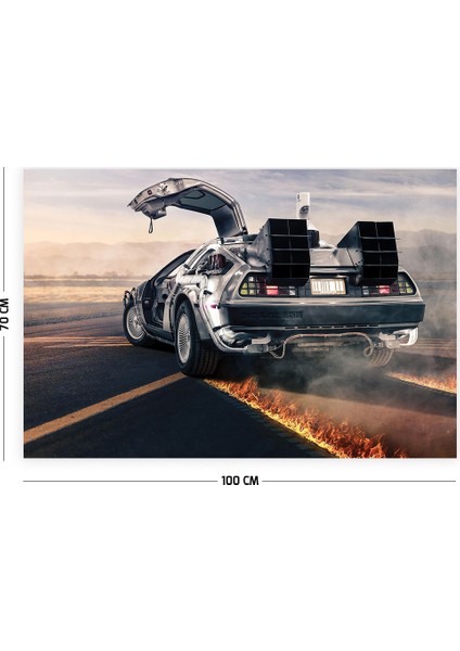 Geleceğe Dönüş Delorean Duvar Örtüsü Halısı 70 x 100 cm