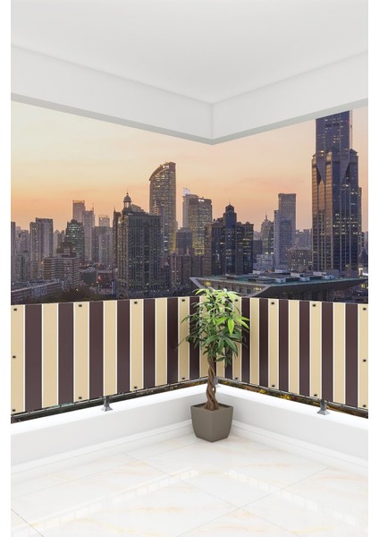 Balkon Demir Perdesi, 400 x 85 Kahverengi