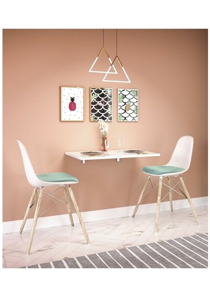 Beyaz Katlanır Duvara Monte Mutfak Masası 45X90