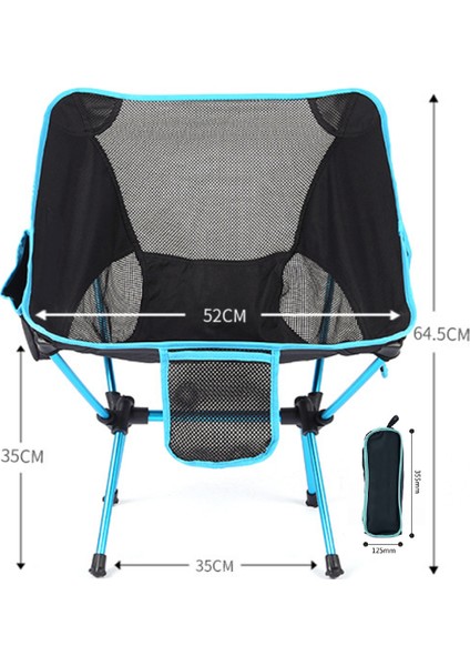 Kamp Sandalyesi Katlanır 3 Cepli Portatif Çantalı 150 Kg Taşıma Kapasitesi