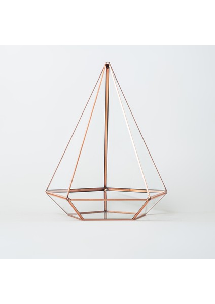 Bakır Rose Gold Geometrik Teraryum Prizma Cam Fanus 26X21X21CM fırsatları