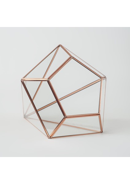 Bakır Rose Gold Geometrik Teraryum Prizma Cam Fanus 26X21X21CM indirimleri