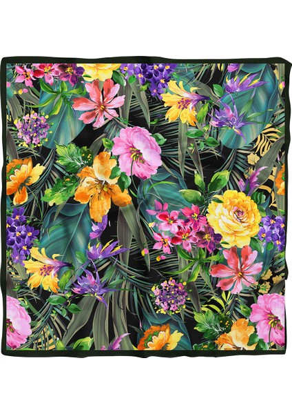 Kadın Yeşil Çiçek Desenli 50X50 Bandana Hyl DG01404-22
