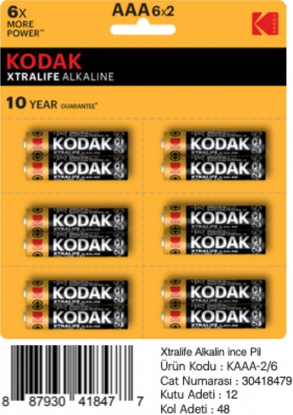 Xtralife Alkalin Ince Pil Kartela 12'li