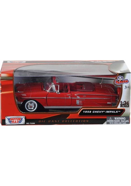 Metal 1958 Chevy Impala Kırmızı 1:24 Ölçek