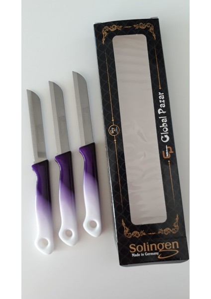 3 Adet Ebruli Mor Meyve Bıçağı