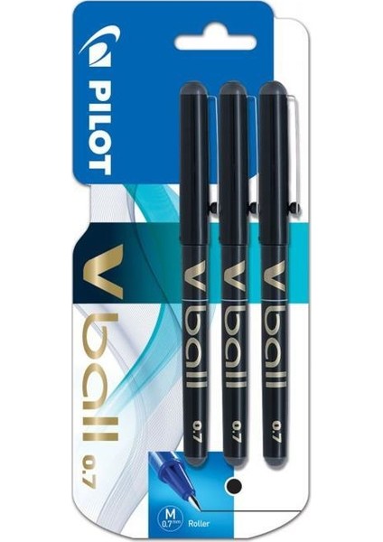 V-Ball Roller Kalem 0.7 mm Siyah 3'lü