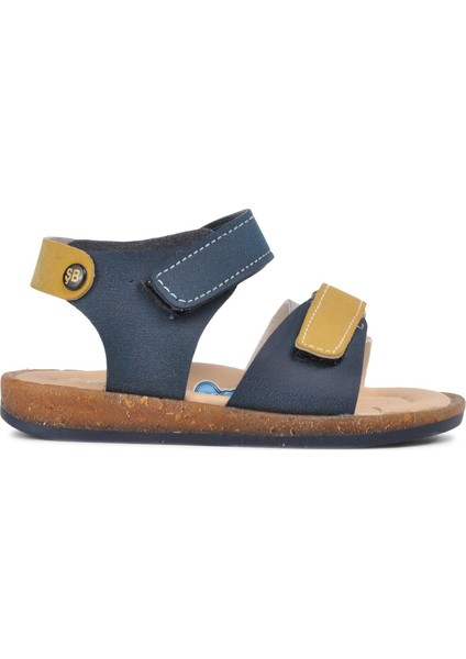 210109 Lacivert-Bej-Hardal Comfort Erkek Çocuk Sandalet