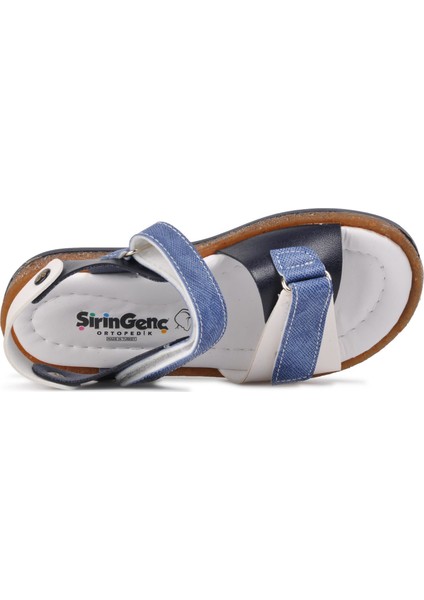 210109 Lacivert-Kot-Beyaz Comfort Erkek Çocuk Sandalet