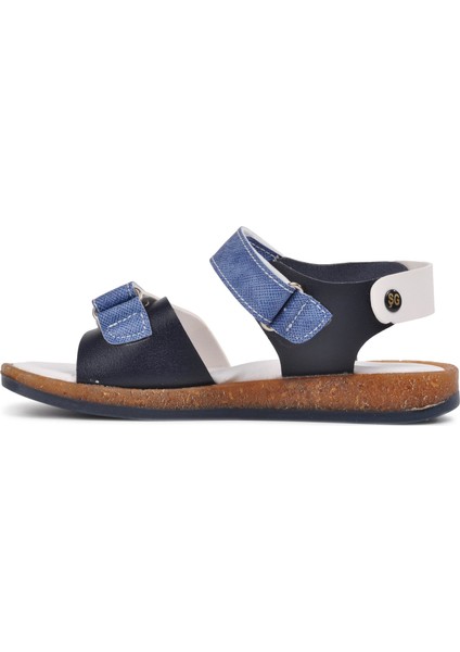 210109 Lacivert-Kot-Beyaz Comfort Erkek Çocuk Sandalet