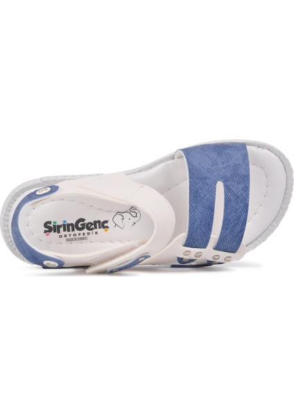 210107 Beyaz-Kot Mavi Comfort Erkek Çocuk Sandalet