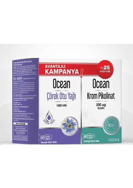 Ocean Çörek Otu Yağı+Ocean Krom Pikolinat