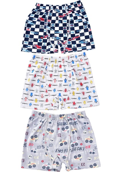 Erkek Çocuk 254 Desenli 3'lü Boxer Karışık Renk fiyatları