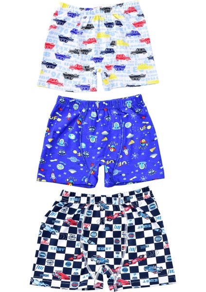 Erkek Çocuk 254 Desenli 3'lü Boxer Renkli modelleri