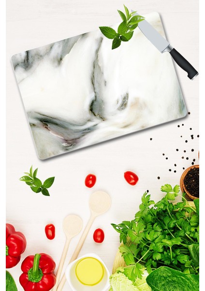 Dekoratif Cam Kesme Tahtası 30 cm x 40 cm Dalgalı Black Mermer Görünümlü fiyatları