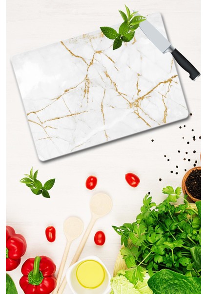 Dekoratif Cam Kesme Tahtası 30 cm x 40 cm Çoklusim Görünümlü fiyatları