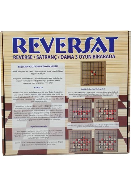 3 Oyun Bir Arada Satranç Dama ve Reverse