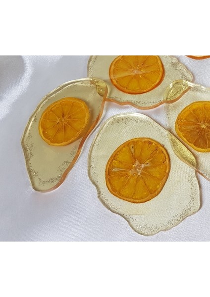 Epoksi Portakallı Tekli Bardak Altlığı Takımı