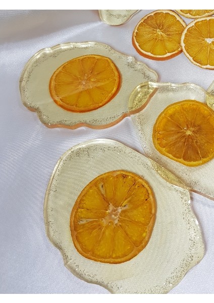 Epoksi Portakallı 2'li Bardak Altlığı