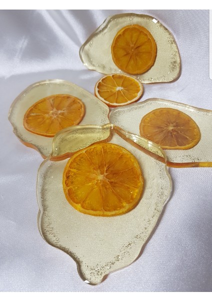 Epoksi Portakallı 2'li Bardak Altlığı