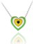 Yeşil Beyaz Mineli Kalp Nazar Boncuğu Gümüş Kolye 1