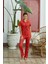 28612 Modal Şal Derosn Kısa Kollu Kadın Pijama Takımı - Kırmızı 2