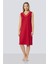 3285 Dantelli V Yaka Gecelik - Kırmızı 1