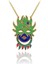 Yeşil Taşlı Renkli Mineli Ateş Maske Gümüş Kolye 1