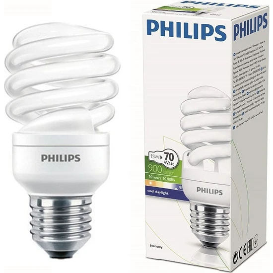Philips 5 Adet Philips 15W (70W) Tasarruflu Ampul Lamba Beyaz Işık E27 900 Lümen