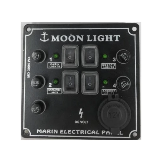 Moonlight 4 Lü Çiftli Switch Panel 12-24 Volt Çakmaklıklı