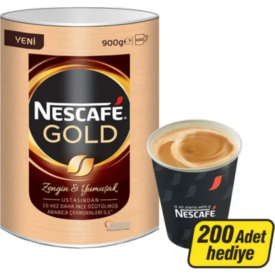 Nescafe Nescafe Gold 900 gr + 200'LÜ 7 Oz Karton Bardak