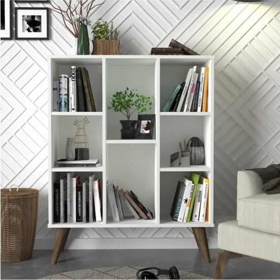 YÇ Dekor Kitaplık Dekoratif Modern Raflı Beyaz Kitaplık