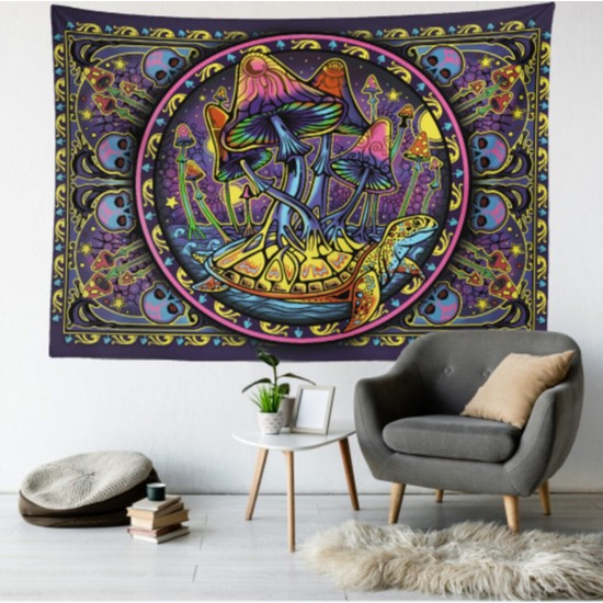 Hobimania Mantar Mor Duvar Örtüsü Duvar Halısı Tapestry 70X100 cm Duvar Dekorasyon Moda
