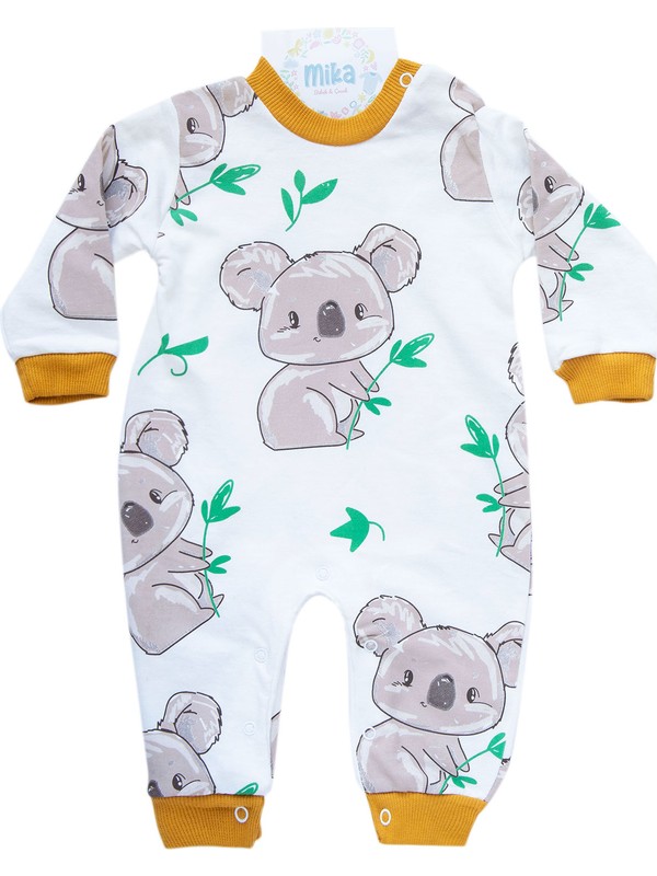 Mika Bebek Koala Baskili Hardal Beyaz Unisex Bebek Mevsimlik Fiyati