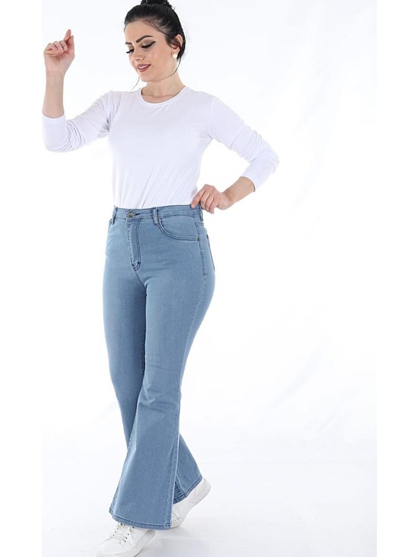 official Cooperative Mitt Aydınca Kadın İspanyol Paça Kot Pantolon (Açık Mavi) Fiyatı