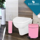 Baymera 5 Litre Çöp Kovası + Wc Fırçası Banyo Seti - Pembe
