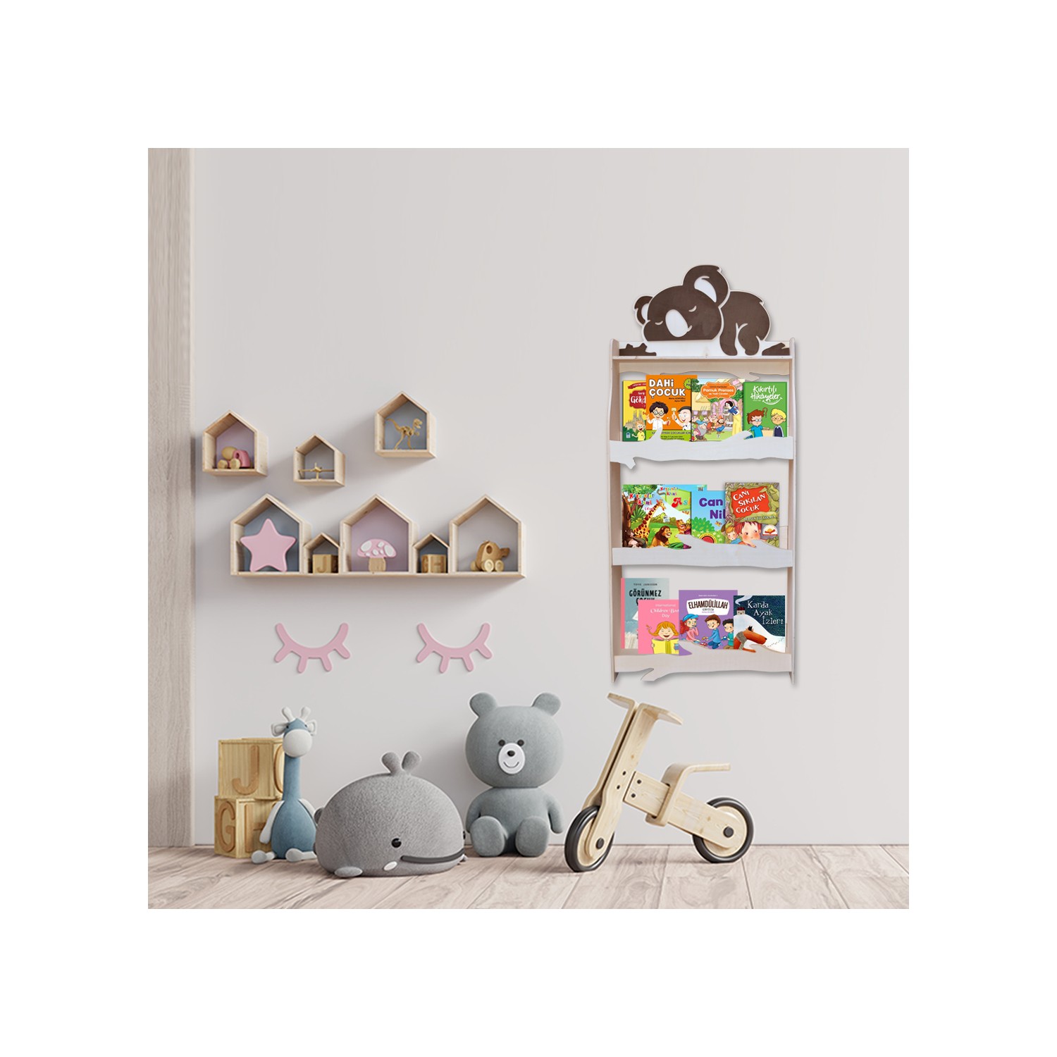 Woodella Montessori Çocuk Odası Koala Kitaplık, Duvar Tipi Fiyatı Woodella Montessori Çocuk Odası Koala Kitaplık, Duvar Tipi Fiyatı