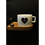 Alsa Tasarım T Harfli Kalp Baskılı Nescafe- Espresso Fincanı
