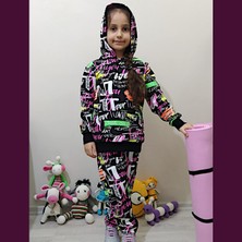 Atlıkarınca Cosy Kız Çocuk Eşofman Takımı, Kapüşonlu, Sweat/alt, Canlı Renkler Batik Desen 7-14 Yaş