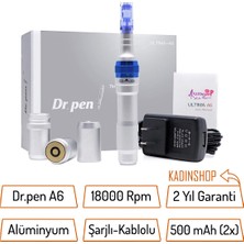 Dr. Pen A6 Şarjlı Dermapen (Dr. Pen Türkiye Garantili) Mikro Iğneleme Cihazı 2 Bataryalı Derma Pen Dermaroller Cihazı
