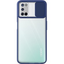 Kzy Oppo A72 Kapak Lensi Açılır Kapanır Kamera Korumalı Silikon Kılıf - Lacivert