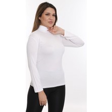 Disentis Modest Büyük Beden Tam Balıkçı Viskon Boğazlı Beyaz Body