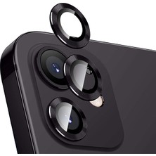 Ally Apple iPhone 12 Mini 3D Metal Çerçeveli Kamera Lens Koruyucu Siyah