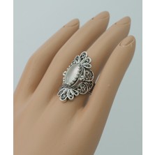 Filigran Silver 925 Ayar Gümüş El Tasarımı Telkari Sanatı Moonstone (Aytaşı) Taşlı Kadın Yüzük